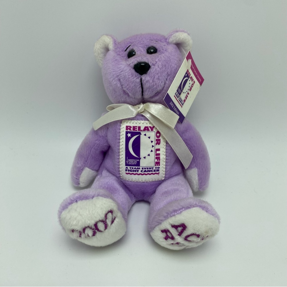 NEW! VTG 2002 ACS Relay For Life Cancer Society Collectible Beanie Bear 7” W/Tag